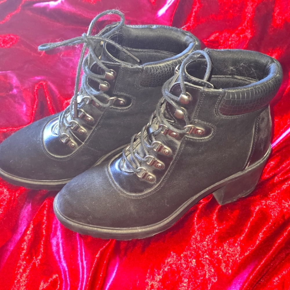 Timberland-esque heeled booties.